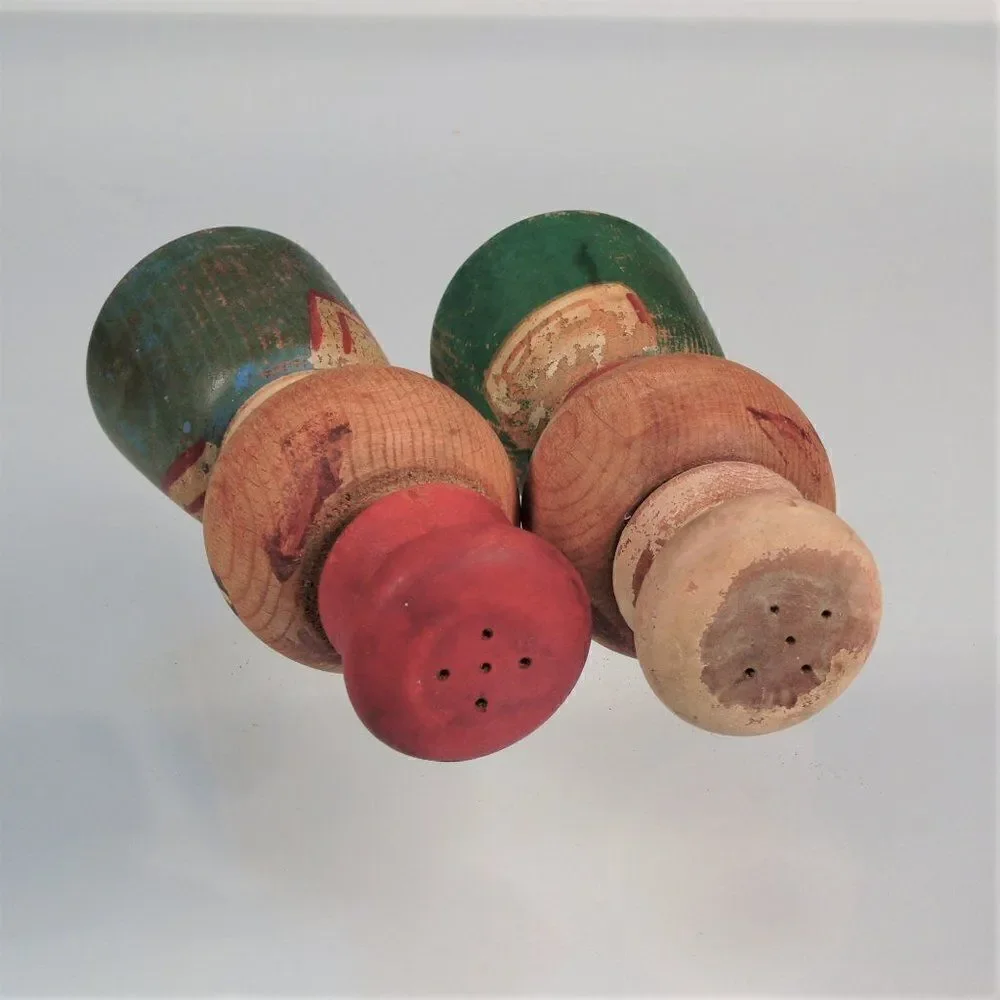 Salt Pepper Shakers Wooden Distressed